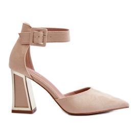 Suede Pumps på en højhælet Beige Lodho
