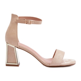 Suede sandaler på en højhælet Beige Pholia