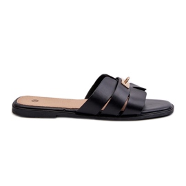 Flade flip flops til kvinder med dekoration, sort Kavinia