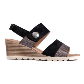 Damesandaler med velcro sort