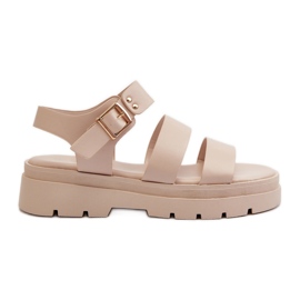 Beige Nicarda damesandaler på en kraftig sål