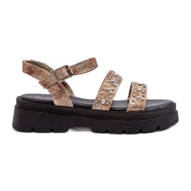 Dame dekorerede sandaler Eco Læder Guld-Beige Arcida