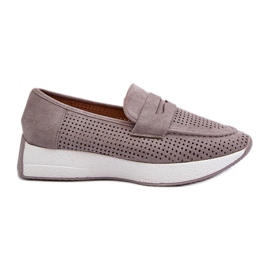 Dame Eco Ruskind Platform Moccasins Grå Inesqua