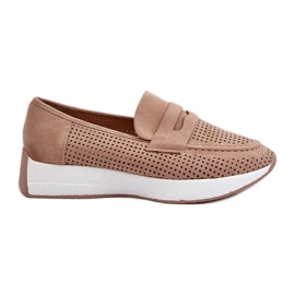 Dame Eco Ruskind Beige Platform Moccasins fra Inesqua