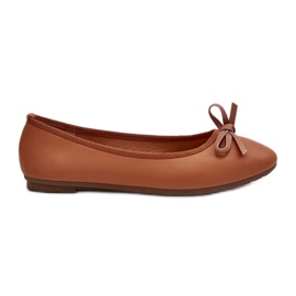Eco Læder Ballet Flats Med Sløjfe Camel Sandelal brun