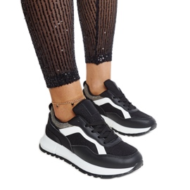 Sorte platformssneakers med Evelia glitter