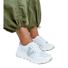 Vinceza hvide gennembrudte sneakers i læder