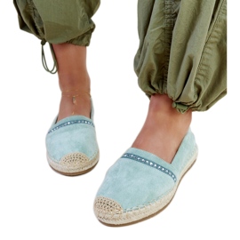 Grønne espadriller med Abia rhinsten