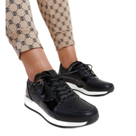 Sorte lædersneakers med metalindsats Rida