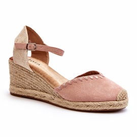 Joia Espadrillesandaler i ruskind med fletning, Pink lyserød
