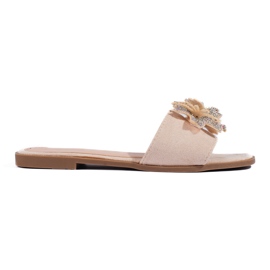 Beige dameflip-flops med dekoration