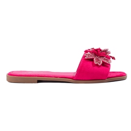 Dame fuchsia flip-flops med dekoration lyserød
