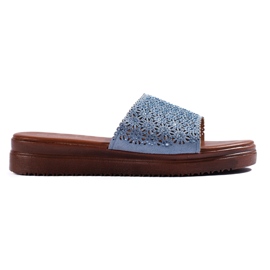 Blå platformsflip-flops til kvinder