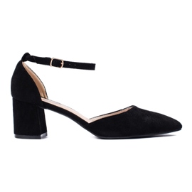 Dame pumps i sort ruskind