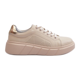 Sneakers i læder til kvinder på den beige platform Gatira