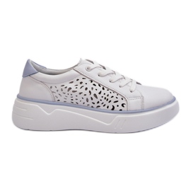 Openwork sneakers til kvinder på platformen Læder Hvid Peilaeno