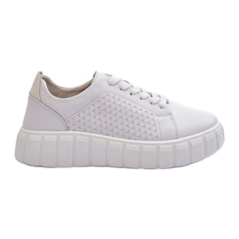 Sneakers i læder til kvinder på platformen, hvid Eselmarie