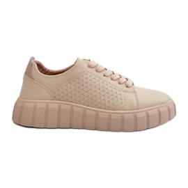 Sneakers i læder til kvinder på den beige Eselmarie-platform