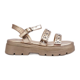 Dame dekorerede sandaler Eco Læder Guld Arcida gylden