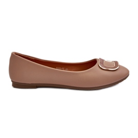 Øko-læder ballet lejligheder med dekoration, mørk beige Enicoria