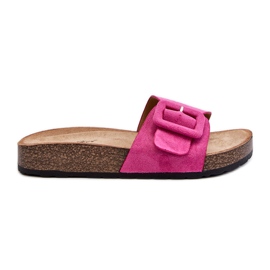 Dame-flip-flops med spænde Eco ruskind Fuchsia Laeltia lyserød