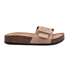 Dame-flip-flops med et spænde Eco ruskind Beige Laeltia