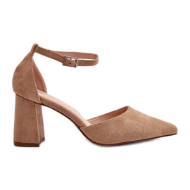 Højhælede pumps med spidse tæer Beige Eco Ruskind Halene