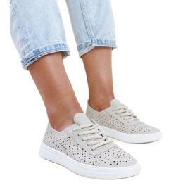 Beige gennembrudte Manoek sneakers