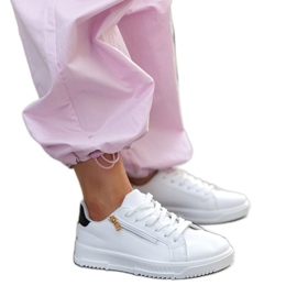 Hvide sneakers med lynlås på siden Shanna
