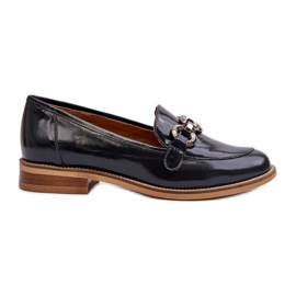 Dame læder Patent Loafers Laura Messi 2760 Navy Blue blå