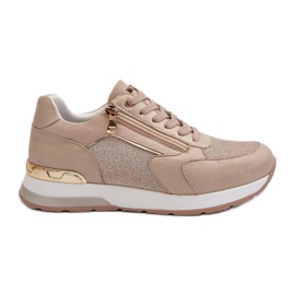 Damesneakers med glitter og lynlås INBLU IN000365 Beige
