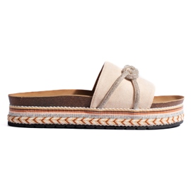 Beige dameflip-flops med dekoration