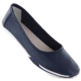 Gennembrudt slip-on ballerinasko i læder, marineblå Filippo DP3681