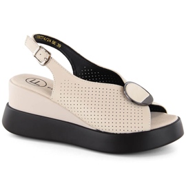 Beige gennembrudte lædersandaler Filippo DS6074