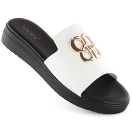 Dameflip-flops med dekoration, hvid Vinceza 73501