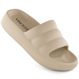 Quiltede tøfler til kvinder, beige Vinceza 75204