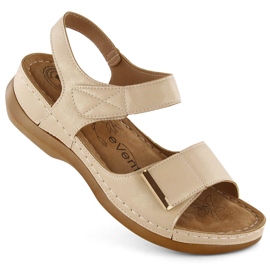 Komfortable sandaler til kvinder med velcro, beige eVento 0146
