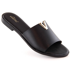 Sorte kvinders lavhælede flip-flops eVento 7736