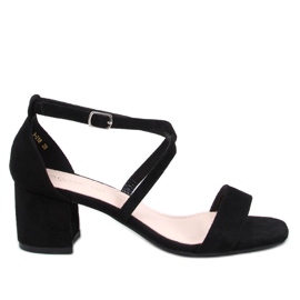 Derich Black lavhælede sandaler sort
