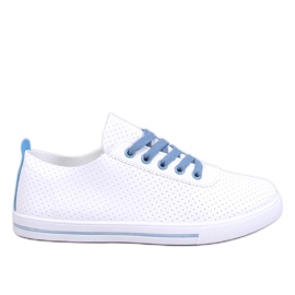 Dyrere lyseblå gennembrudte sneakers til kvinder hvid