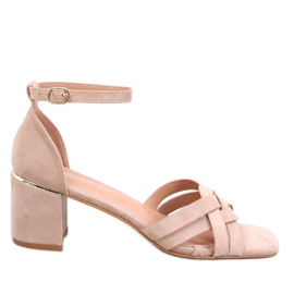 Sabines Khaki højhælede damesandaler beige