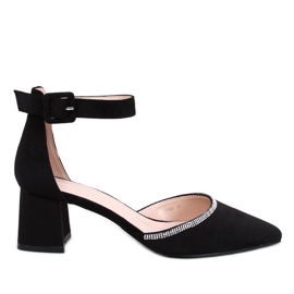Bardini Black højhælede pumps med ankelrem sort