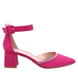 Bardini Fuchsia højhælede pumps med ankelrem lyserød