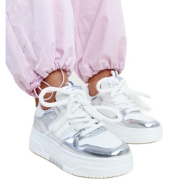 Hvide og sølv høj platform Lengyel sneakers