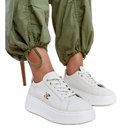 Lysbeige lædersneakers med høj sål, Melita