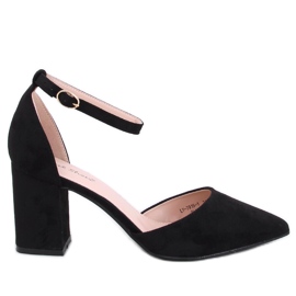 Pozzi Black pumps med ankelrem sort