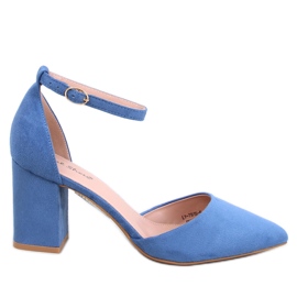 Pozzi Denim Blue pumps med ankelrem blå