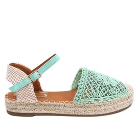 Premat Grønne gennembrudte espadrillesandaler