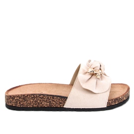 Loups Beige kork hjemmesko med en bamse