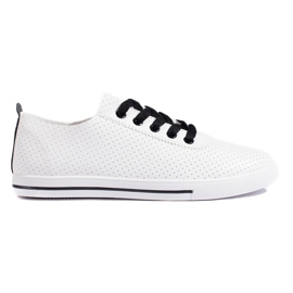 Hvide og sorte gennembrudte sneakers til kvinder